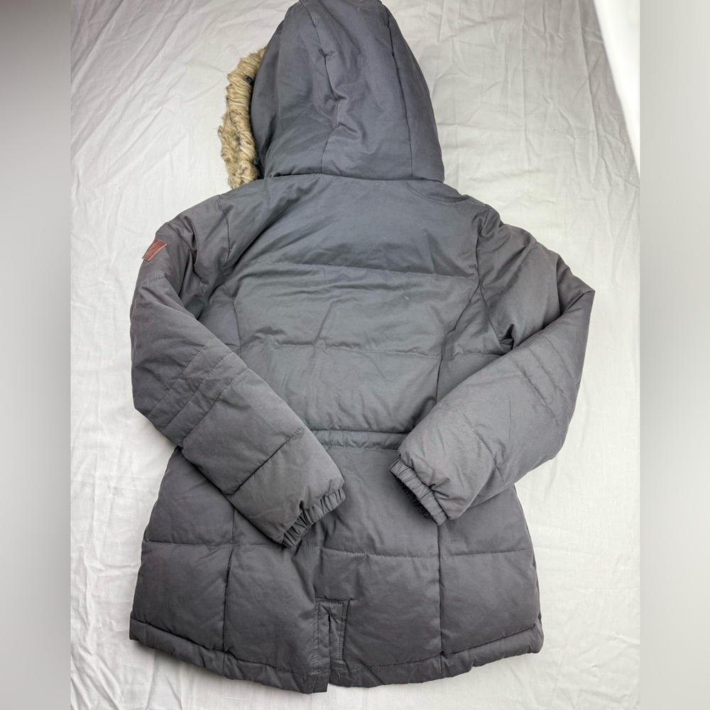 Hollister Charcoal Puffer Jacket with Faux Fur Hood - Picture 6 of 6